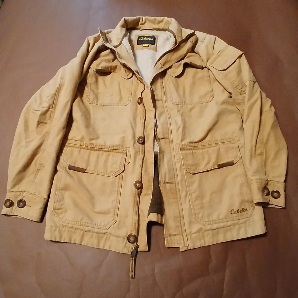 Cabelas Roughneck Jacket Mens Large Sherpa Lined Canvas Field Coat Warm